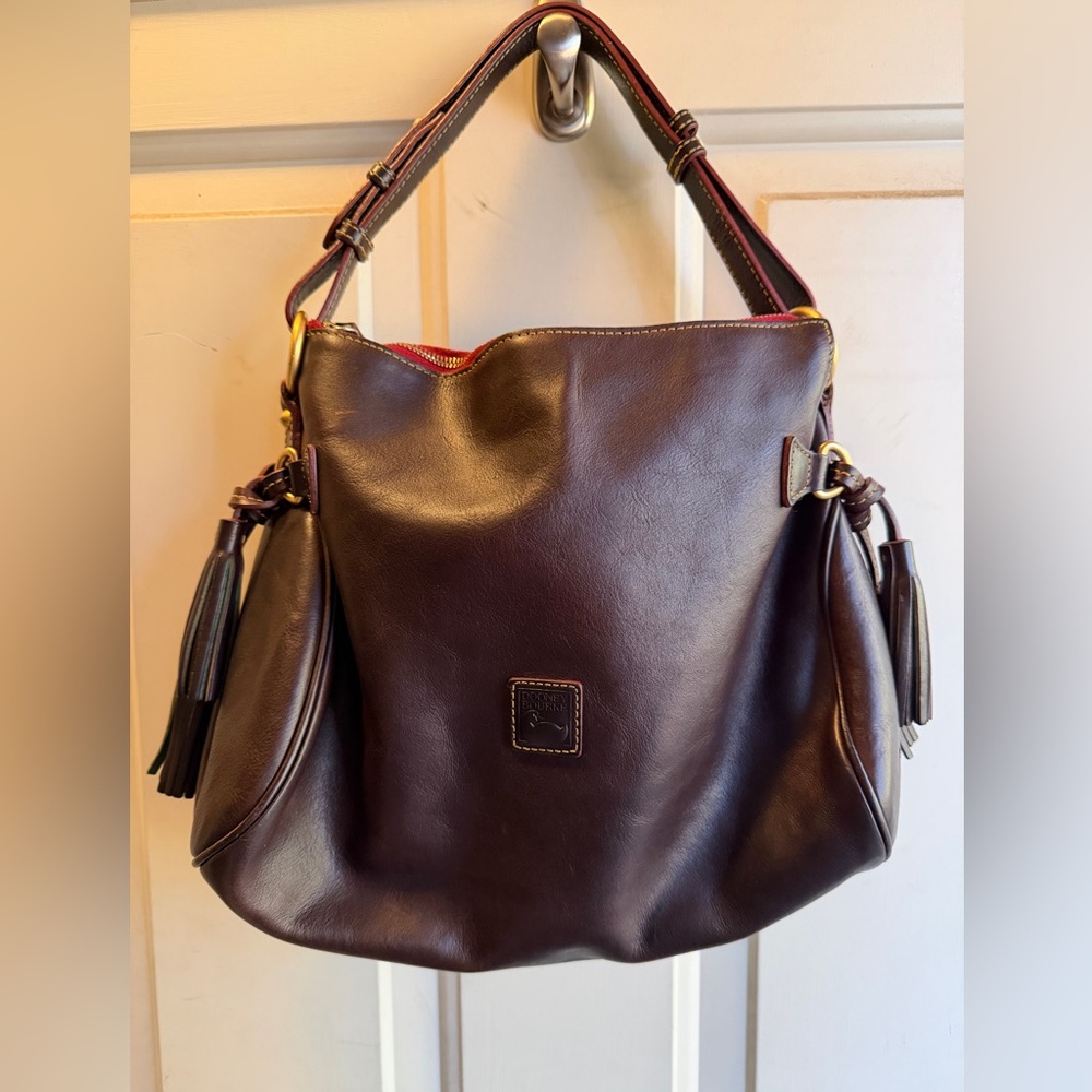 Dooney and Bourke Medium Florentine Leather Hobo Bag Dark Bron Satchel